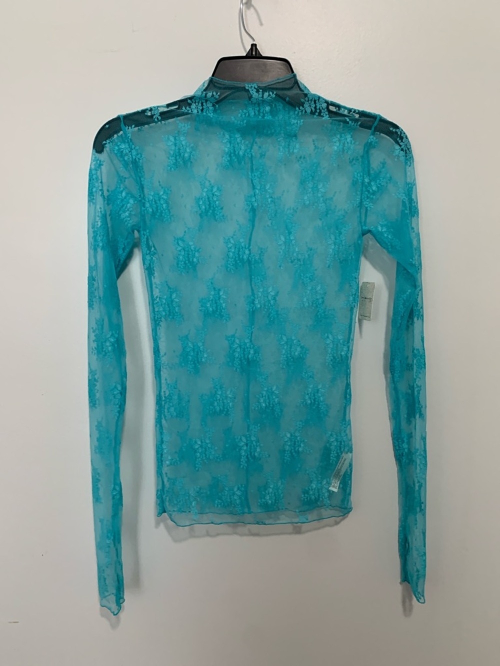 Free People Lady Lux Lace Layering Top NWT Aqua Fur Turquoise - Picture 2 of 5